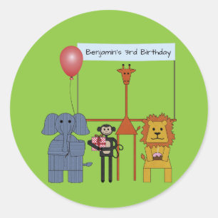 Jungle Tiere Geburtstagsparty Round Sticker