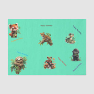 Jungle Tiere "Happy Birthday" Gewebepapier Seidenpapier