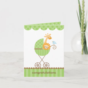 Jungle-Tiere in grünen Rollenknotecards Karte