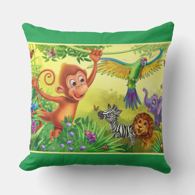 Jungle-Tiere Kinderkissen Kissen (Vorderseite)