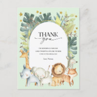 Jungle Tiere Minze Baby Dusche danke Postkarte
