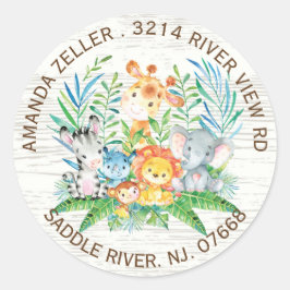 Jungle-Tiere neutrale Babydusche-Adressetikett Runder Aufkleber