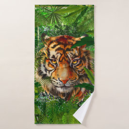 Jungle Tiger Badetuch Set | Farbenfrohe Tiger Art Badehandtuch