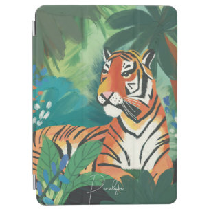 Jungle Tiger Illustration mit Namen iPad Air Hülle