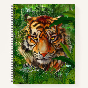Jungle Tiger Notebook - Green Tiger Art Notizbuch