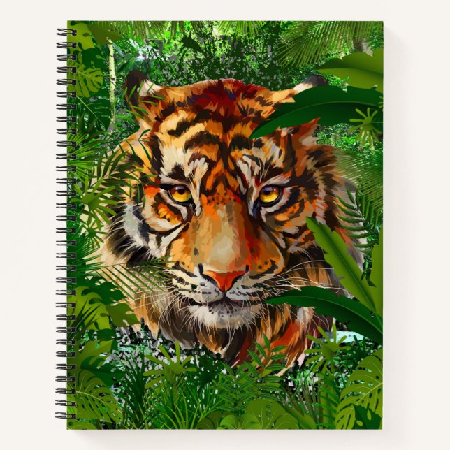 Jungle Tiger Notebook - Green Tiger Art Notizbuch (Vorderseite)