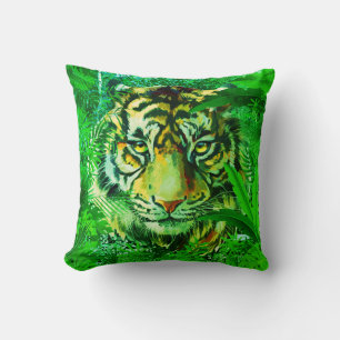 Jungle Tiger Pillow Green Tiger Pillow Kissen