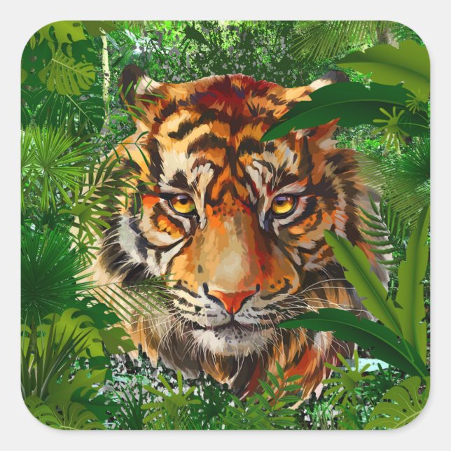 Jungle Tiger Sticker | Farbenfrohe Tiger Art (Vorderseite)