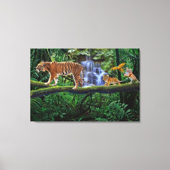 JUNGLE TIGER UND IHRE CUBS LEINWANDDRUCK (Vorderseite)