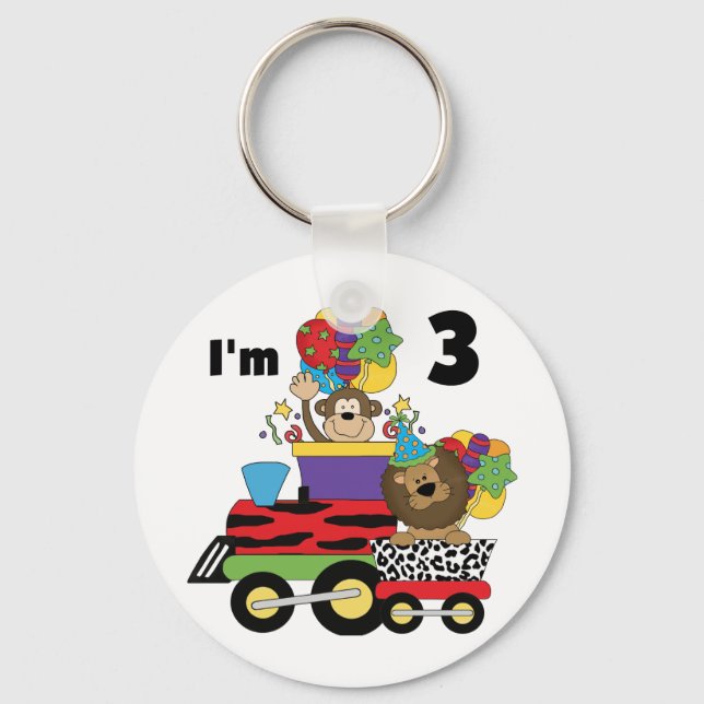 Jungle Train 3. Geburtstag Tshirts und Geschenke Schlüsselanhänger (Vorderseite)