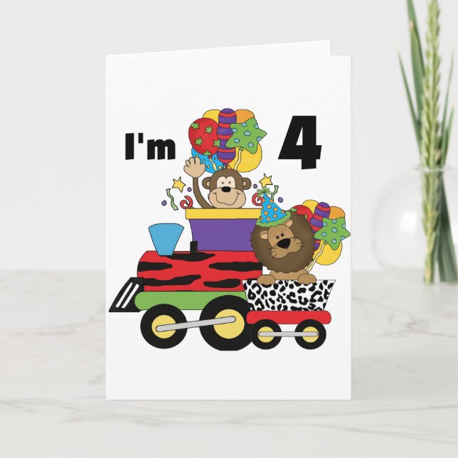 Jungle Train 4. Geburtstag Tshirts und Geschenke Karte (Vorderseite)