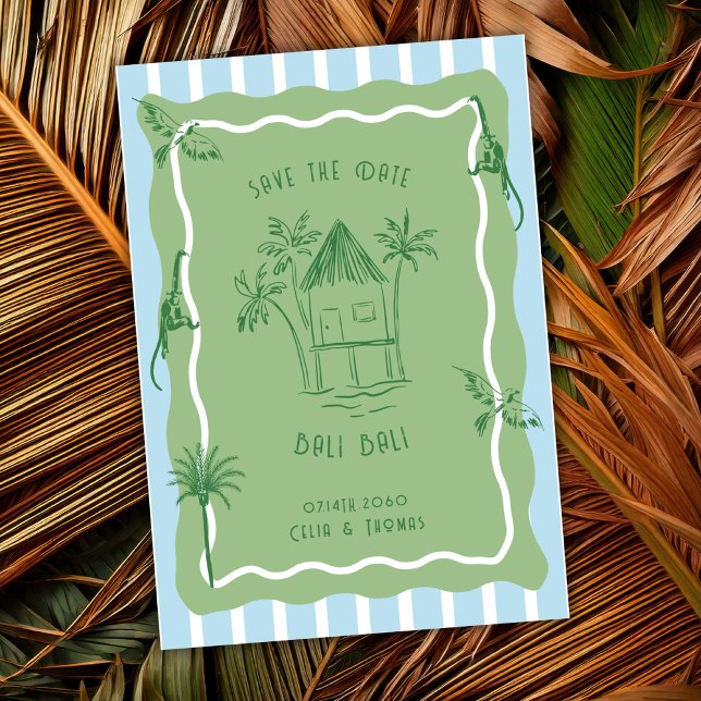 Jungle Tropical Retro Destination Wedding Coastal  Save The Date (Von Creator hochgeladen)