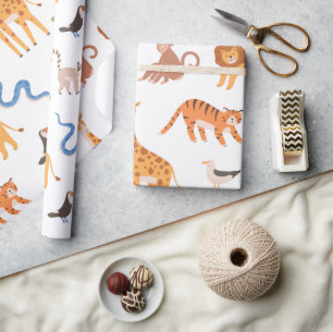 Jungle Tropical Safari Muster Wilder Tiere Geschenkpapier
