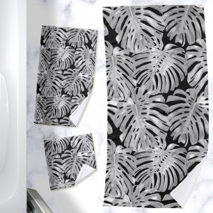 Jungle tropicale Feuilles gris noir moderne