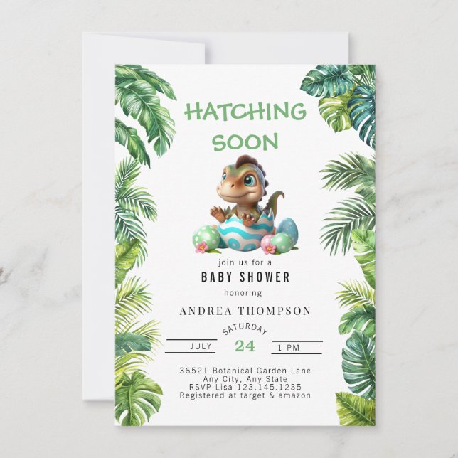 Jungle tropicale | Invitation Baby shower (Devant)