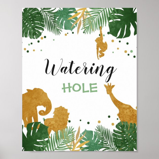 Jungle Wasserloch Sign Zoo Safari Tischtennis Poster (Vorne)