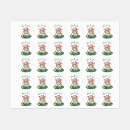 Jungle Watercolor Babydusche Hippo Etiketten