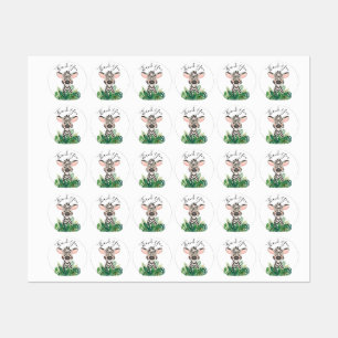 Jungle Watercolor Babydusche Zebra Labels Etiketten
