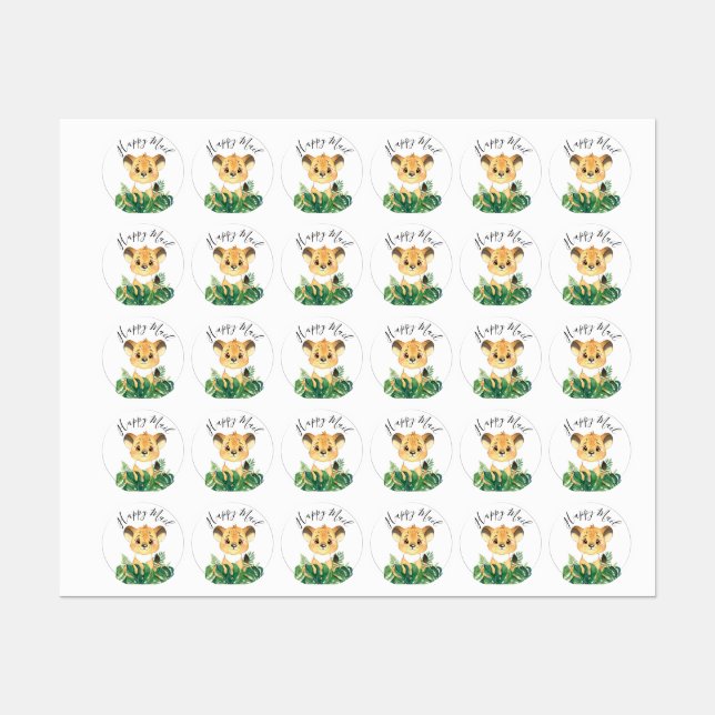 Jungle Watercolor lion Labels Etiketten (Blatt)