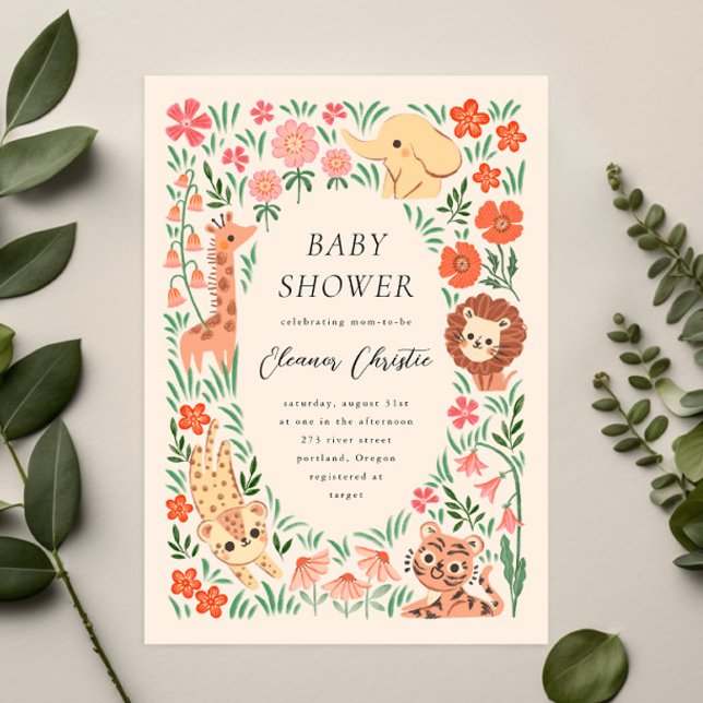 Jungle Wild Animal Tropical Baby Shower Einladung (Von Creator hochgeladen)