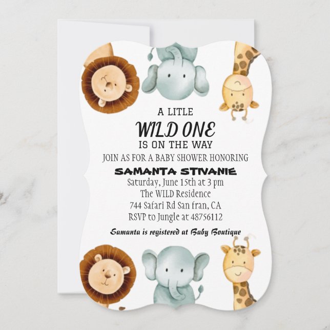 Jungle Wild one Animaux Baby Boy Shower Invitation (Devant)