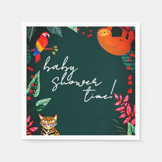 Jungle Wildlife Baby Shower Serviette (Vorderseite)
