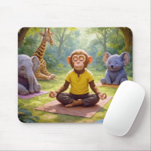 Jungle Yoga Class mit Niedlichen Tieren Mousepad