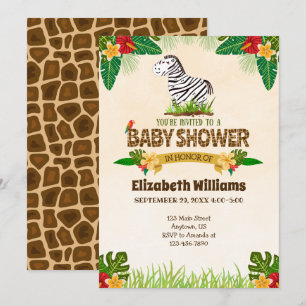 Jungle Zebra Baby Shower Einladung
