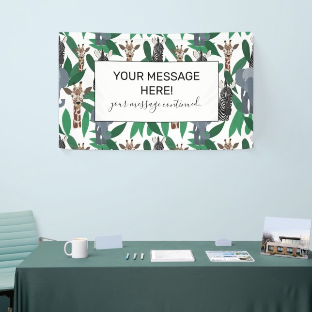 Jungle Zebra Elephant Giraffe Safari Tiere Banner (Messeveranstaltung)
