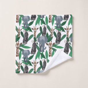 Jungle Zebra Elephant Giraffe Safari Tiere Waschlappen