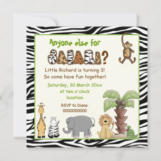 Jungle zebra safari Kindergeburtstag Party Einladung