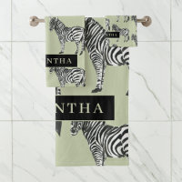 Jungle Zebra Wild Pattern & Personalized Name