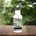 Jungle Zebra Wild Pattern & Personalized Name Edelstahlflasche<br><div class="desc">Jungle Zebra Wild Pattern & Personalized Name</div>