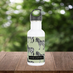 Jungle Zebra Wild Pattern & Personalized Name Edelstahlflasche