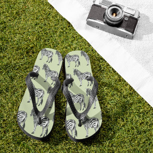 Jungle Zebra Wild Pattern & Personalized Name Flip Flops