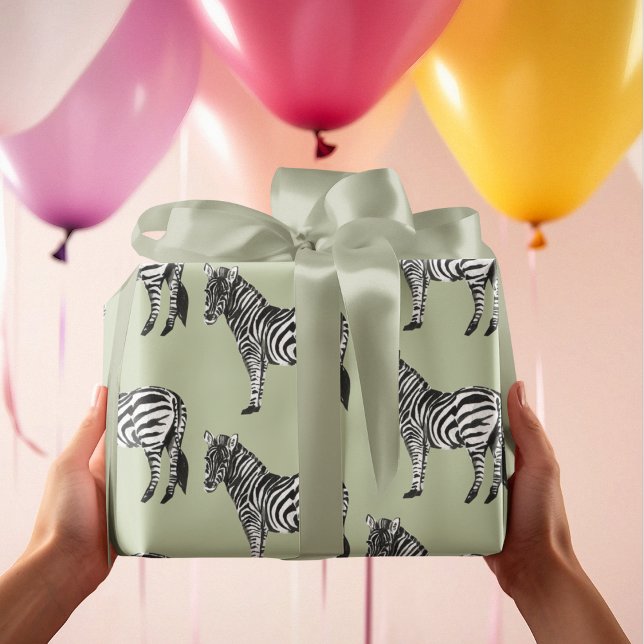 Jungle Zebra Wild Pattern & Personalized Name Geschenkpapier (Von Creator hochgeladen)