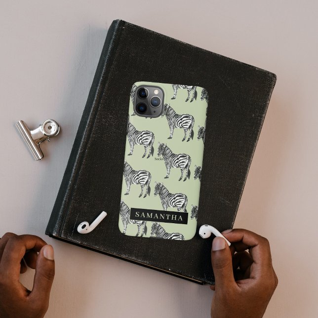 Jungle Zebra Wild Pattern & Personalized Name iPhone Hülle (Von Creator hochgeladen)