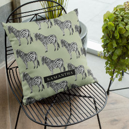 Jungle Zebra Wild Pattern & Personalized Name Kissen
