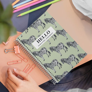 Jungle Zebra Wild Pattern & Personalized Name Notizbuch