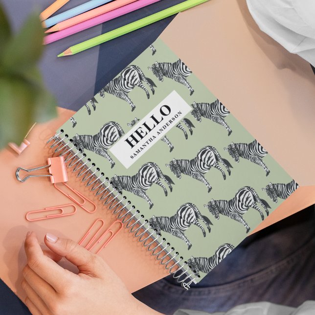 Jungle Zebra Wild Pattern & Personalized Name Notizbuch (Von Creator hochgeladen)