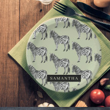 Jungle Zebra Wild Pattern & Personalized Name