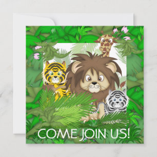 Jungle ZOO Invitations pour jeunes filles ou garço