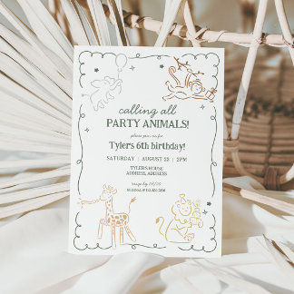 Jungle Zoo Safari Tiere Geburtstag Einladung