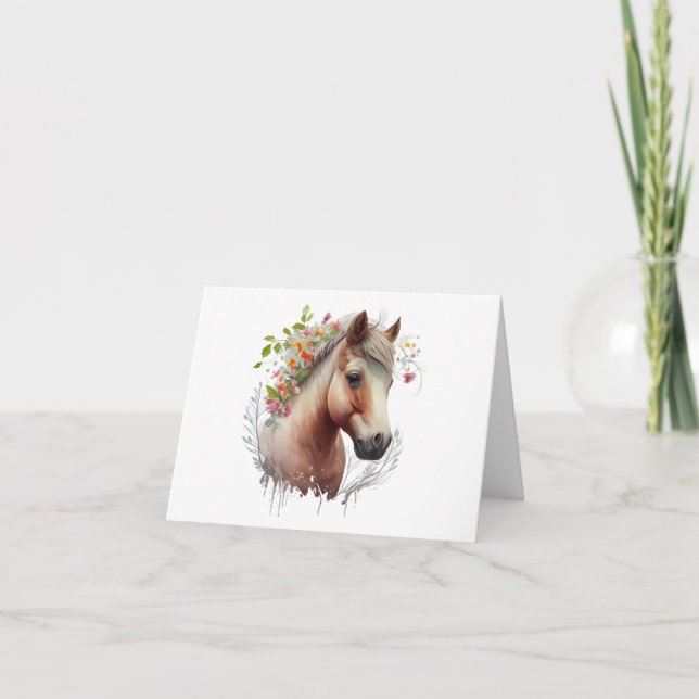 Jungpferd mit Blume BLANK Karte (Vorderseite)