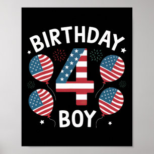 Jungs 4 Jahre alte amerikanische Flagge 4. Juli 4. Poster
