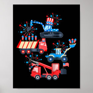 Jungs 4. Juli Kranwagen Baufahrzeug Poster