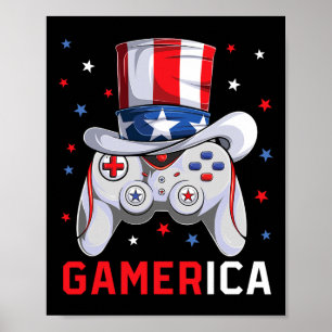 Jungs 4. Juli Video Game American Flag Onkel Sa Poster