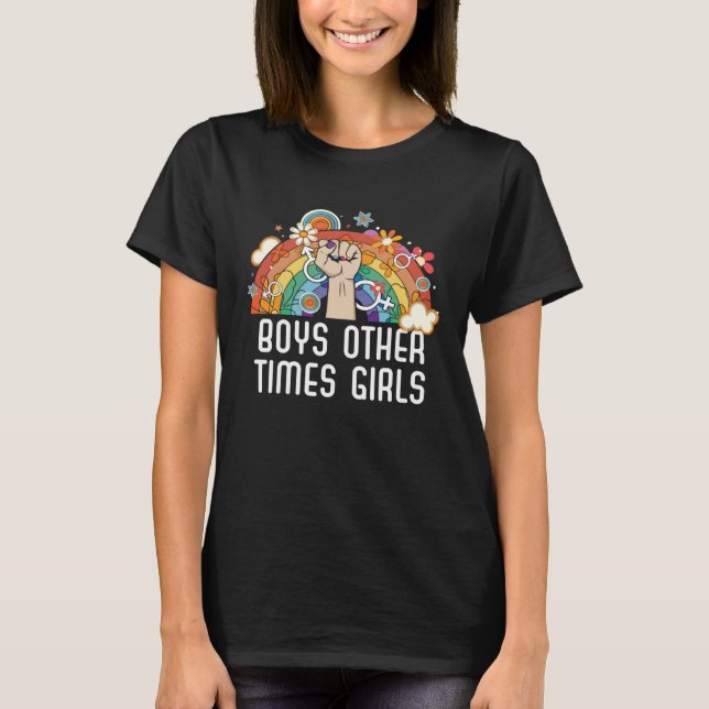 Jungs andere Zeiten Mädchen Bisexueller Stolz Bise T-Shirt (Vorderseite)