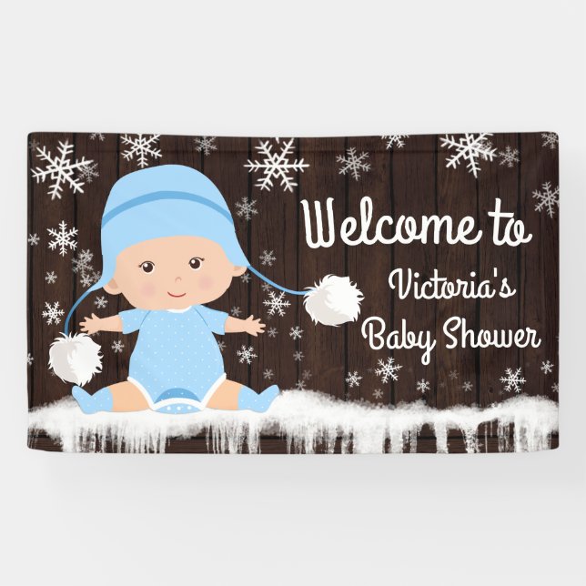 Jungs Baby's kalt Outdoor Baby Dusche Banner (Horizontal)