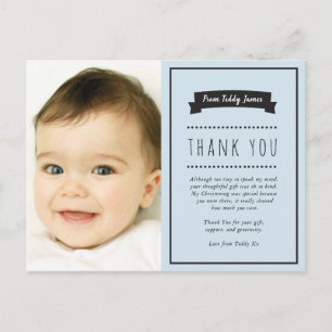 Jungs Christening/Taufe Danke Karte